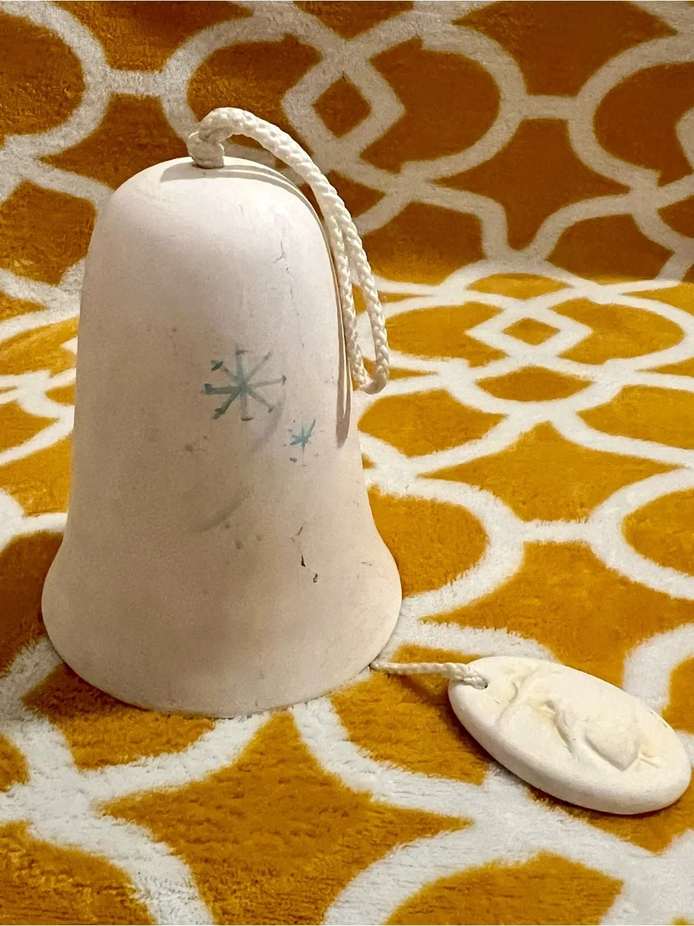 Hand-Painted White Angel Bell Ornament - Home Holiday Decor